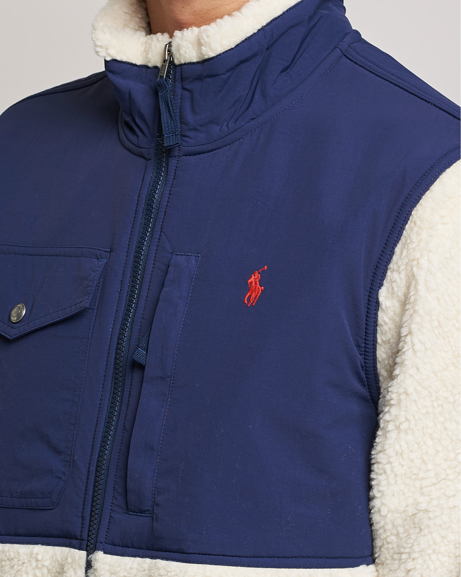 Herre | Trøjer | Polo Ralph Lauren | Bonded Sherpa Full Zip Sweater Creme/Navy