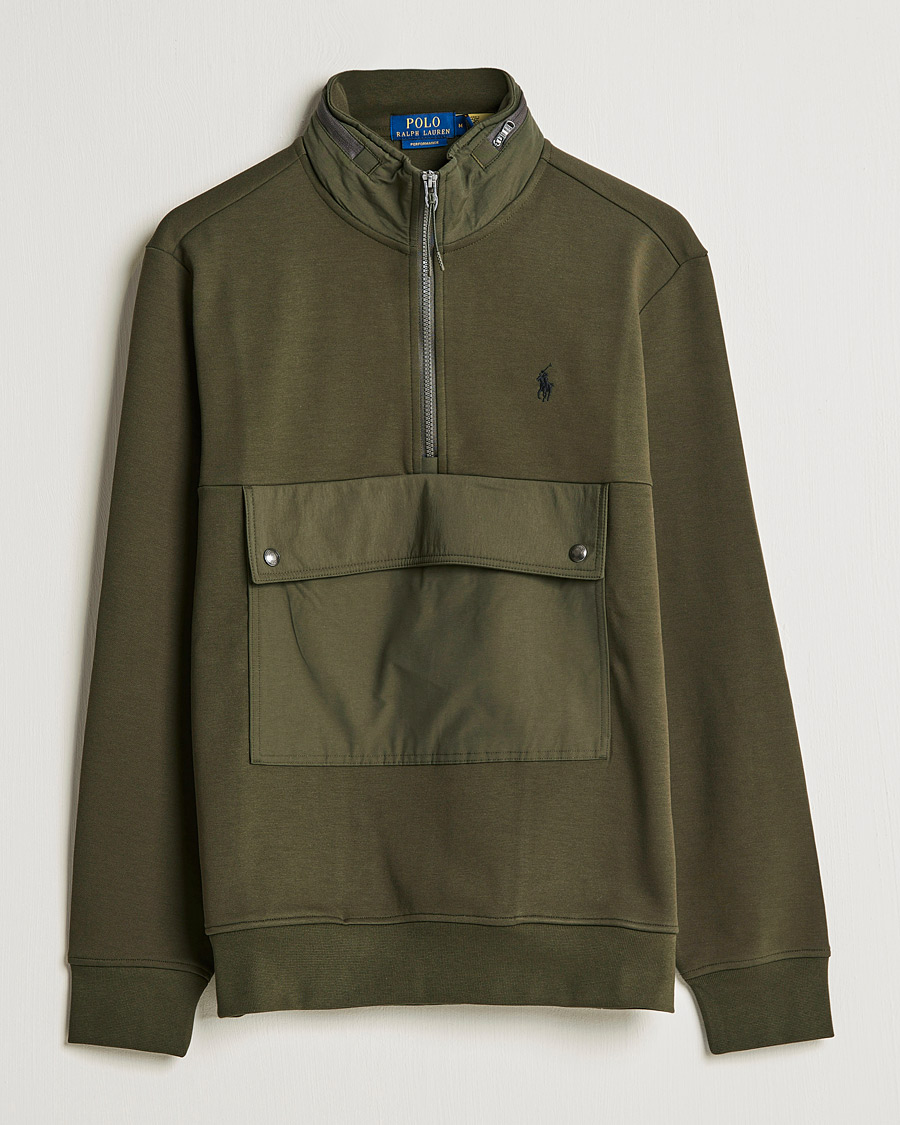Herre | Trøjer | Polo Ralph Lauren | Double Knit Pocket Half Zip Sweater Company Olive