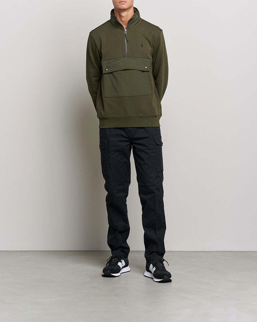 Herre | Trøjer | Polo Ralph Lauren | Double Knit Pocket Half Zip Sweater Company Olive
