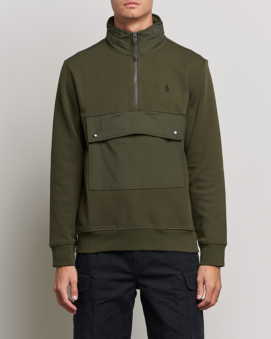 Herre | Trøjer | Polo Ralph Lauren | Double Knit Pocket Half Zip Sweater Company Olive