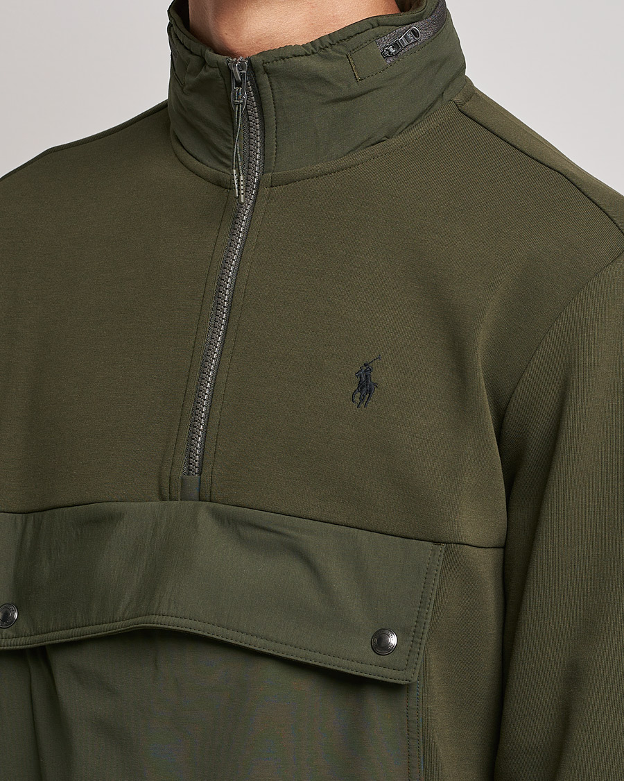 Herre | Trøjer | Polo Ralph Lauren | Double Knit Pocket Half Zip Sweater Company Olive