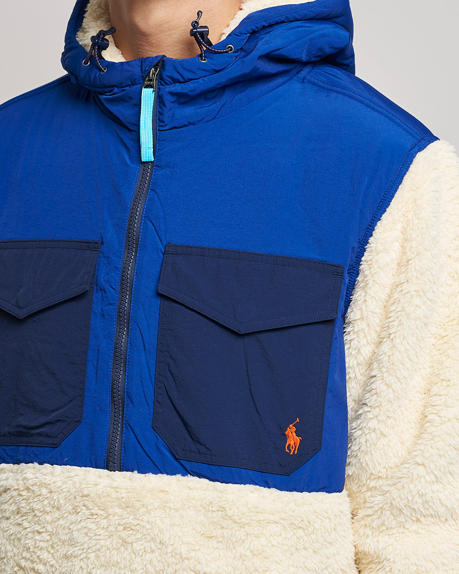 Herre | Trøjer | Polo Ralph Lauren | Curly Sherpa/Nylon Half Zip Hoodie Cream Multi