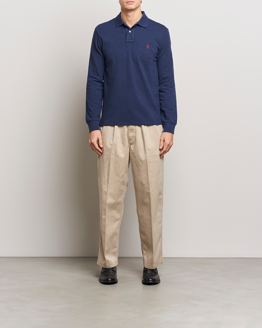 Herre | Polotrøjer | Polo Ralph Lauren | Custom Slim Fit Long Sleeve Polo Spring Navy Heather
