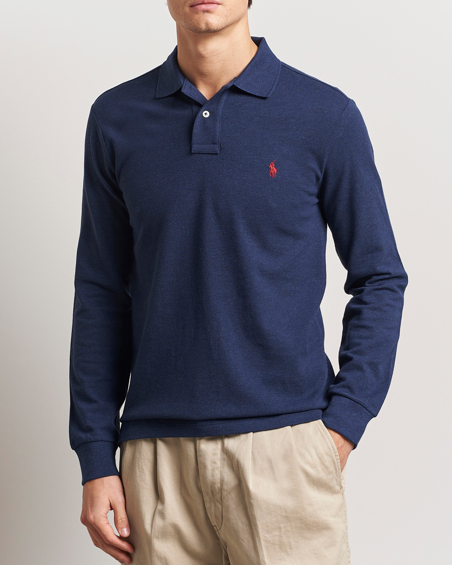 Herre | Trøjer | Polo Ralph Lauren | Custom Slim Fit Long Sleeve Polo Navy Heather