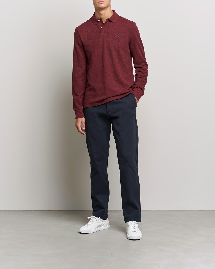 Herre | Trøjer | Polo Ralph Lauren | Custom Slim Fit Long Sleeve Polo Wine Heather