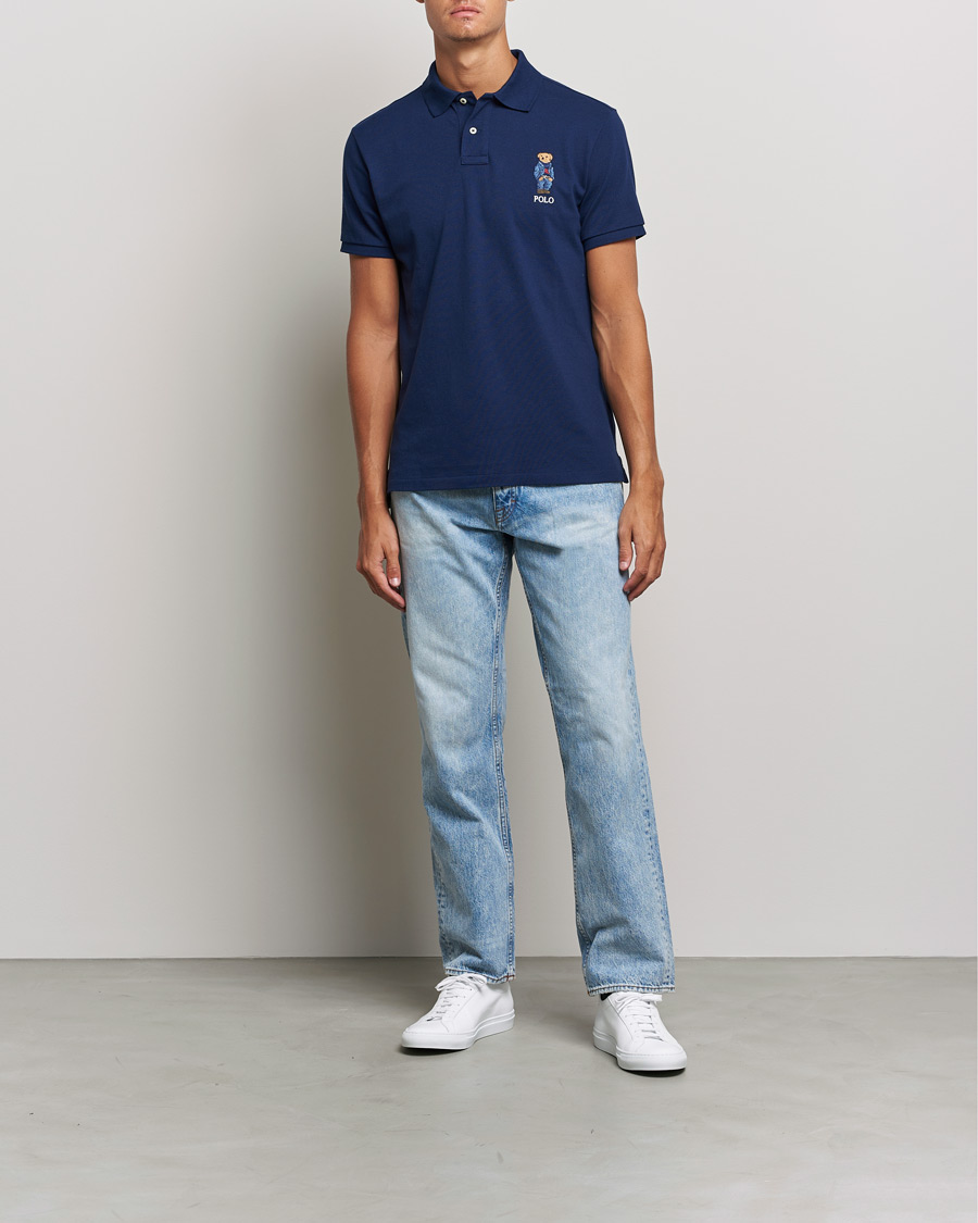 Herre | Polotrøjer | Polo Ralph Lauren | Custom Slim Fit Denim Bear Polo Newport Navy