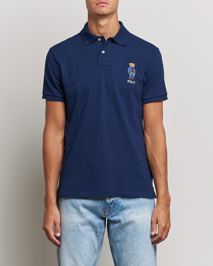 Herre | Polotrøjer | Polo Ralph Lauren | Custom Slim Fit Denim Bear Polo Newport Navy
