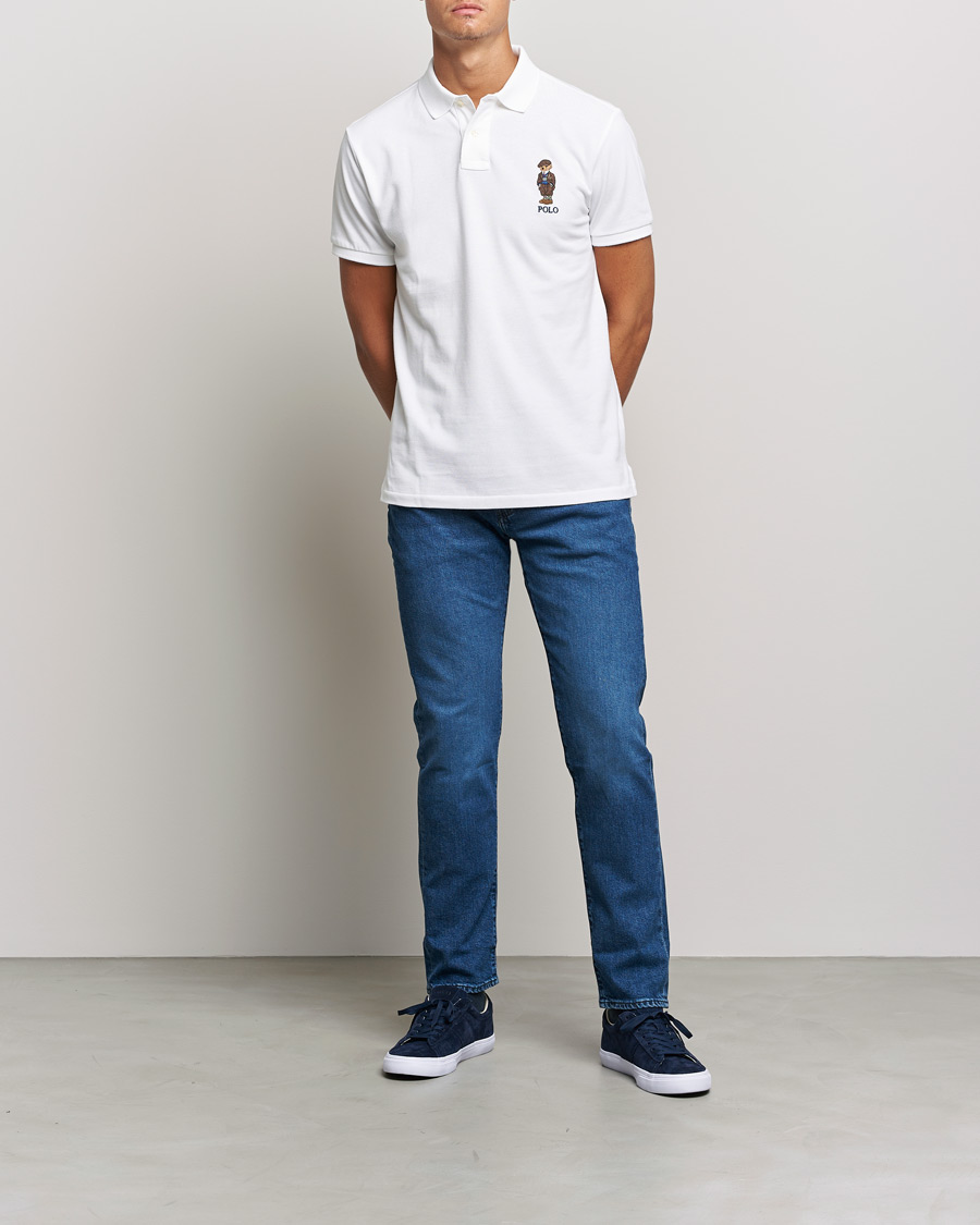 Herre | Polotrøjer | Polo Ralph Lauren | Custom Slim Fit Denim Bear Polo White