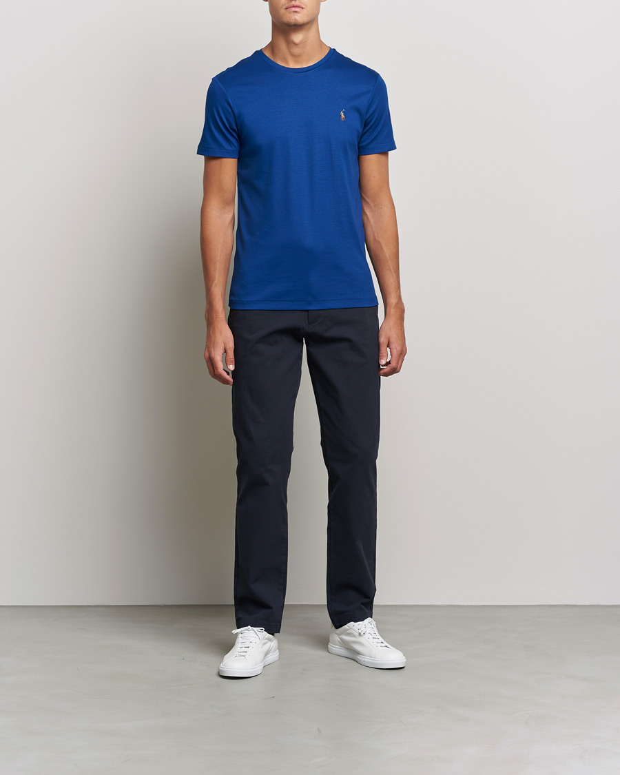 Herre | T-Shirts | Polo Ralph Lauren | Luxury Pima Cotton Crew Neck Tee Harrison Blue