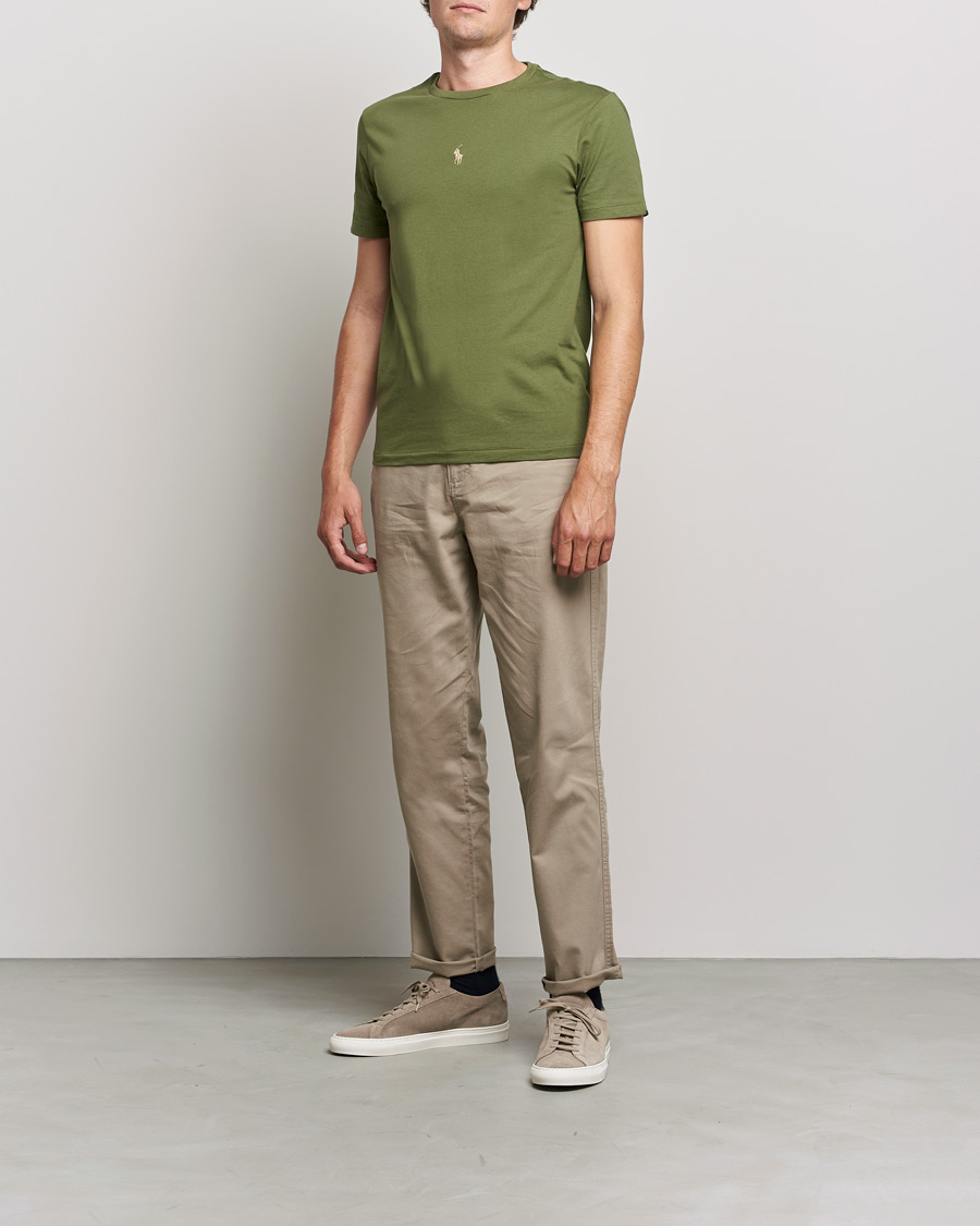 Herre | T-Shirts | Polo Ralph Lauren | Center Logo Crew Neck Tee Army Olive