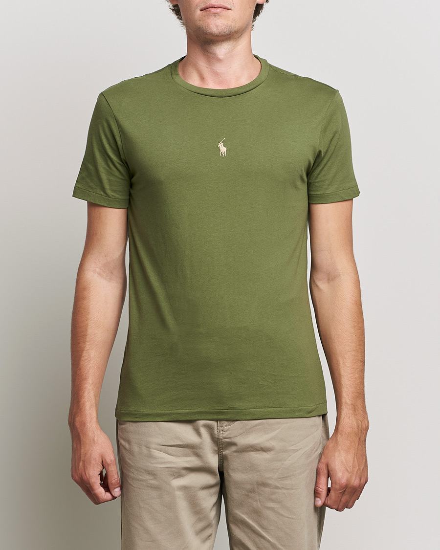 Herre | T-Shirts | Polo Ralph Lauren | Center Logo Crew Neck Tee Army Olive