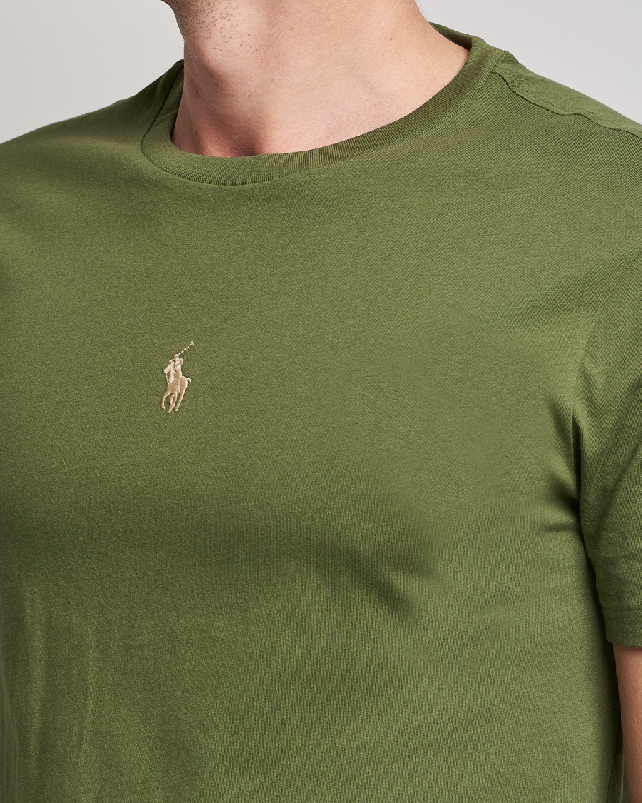 Herre | T-Shirts | Polo Ralph Lauren | Center Logo Crew Neck Tee Army Olive