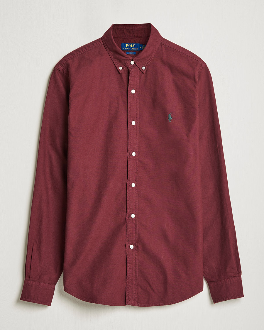 Herre |  | Polo Ralph Lauren | Slim Fit Garment Dyed Oxford Rich Ruby