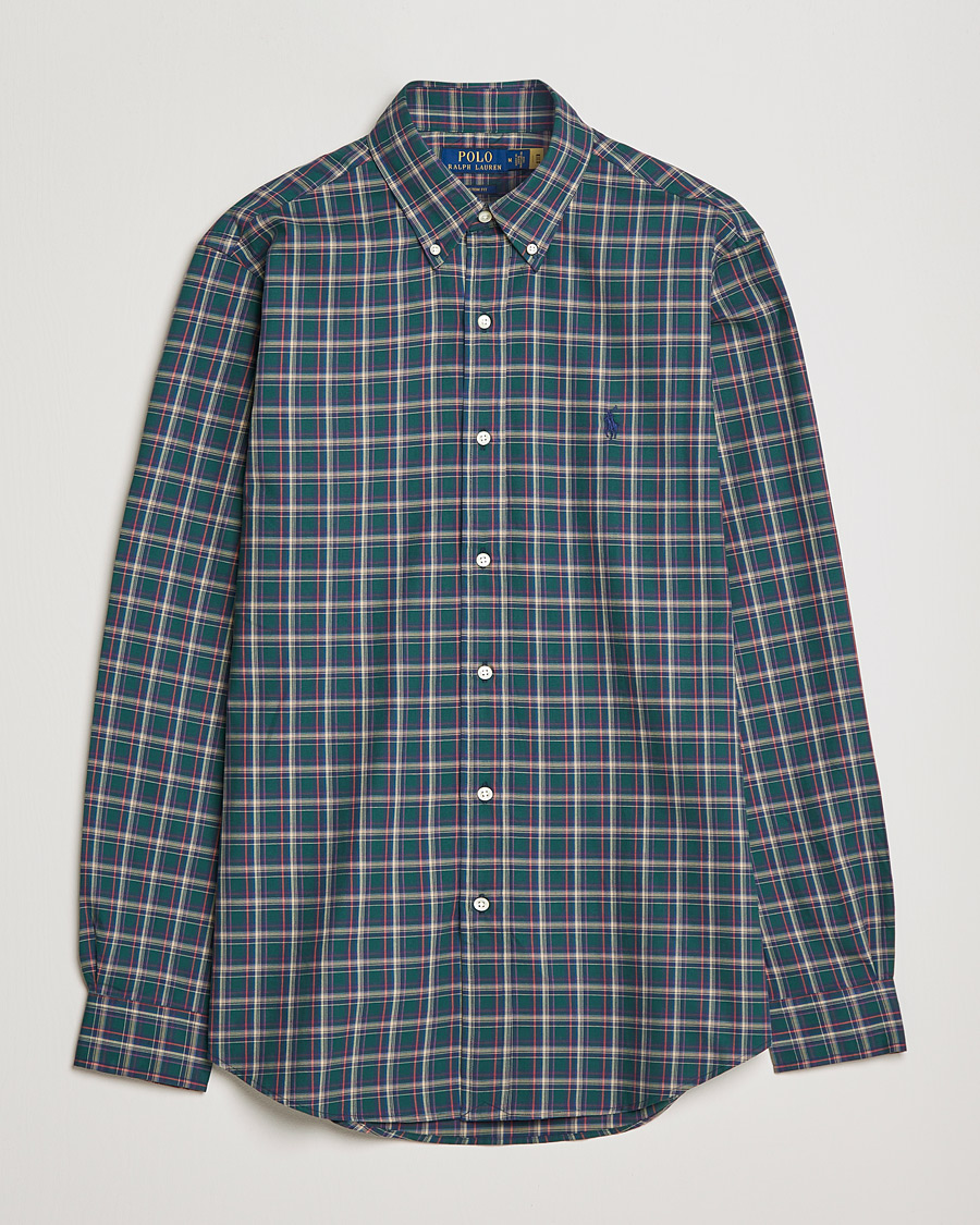 Herre | Skjorter | Polo Ralph Lauren | Custom Fit Twill Checked Shirt Green/Cream