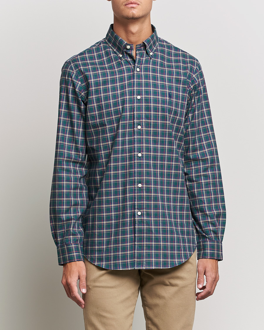 Herre | Skjorter | Polo Ralph Lauren | Custom Fit Twill Checked Shirt Green/Cream