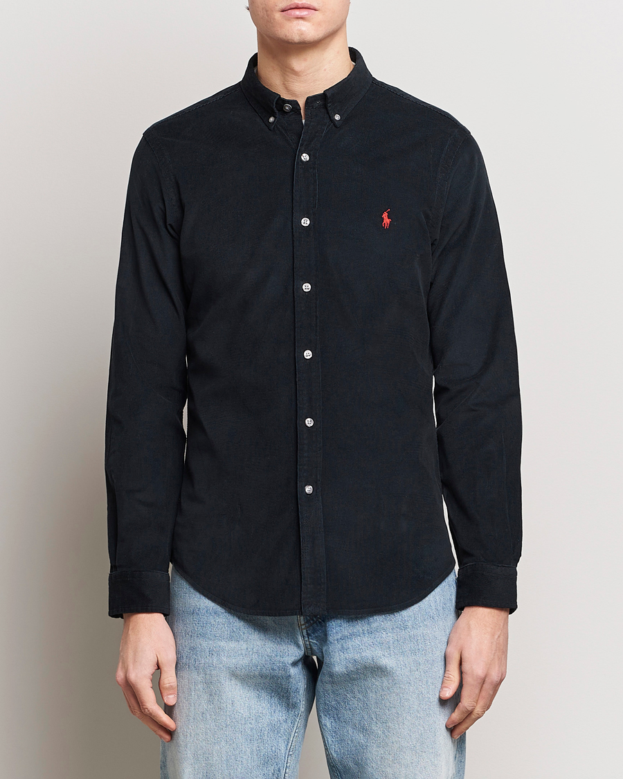 Herre | Fløjlsskjorter | Polo Ralph Lauren | Slim Fit Corduroy Shirt Black
