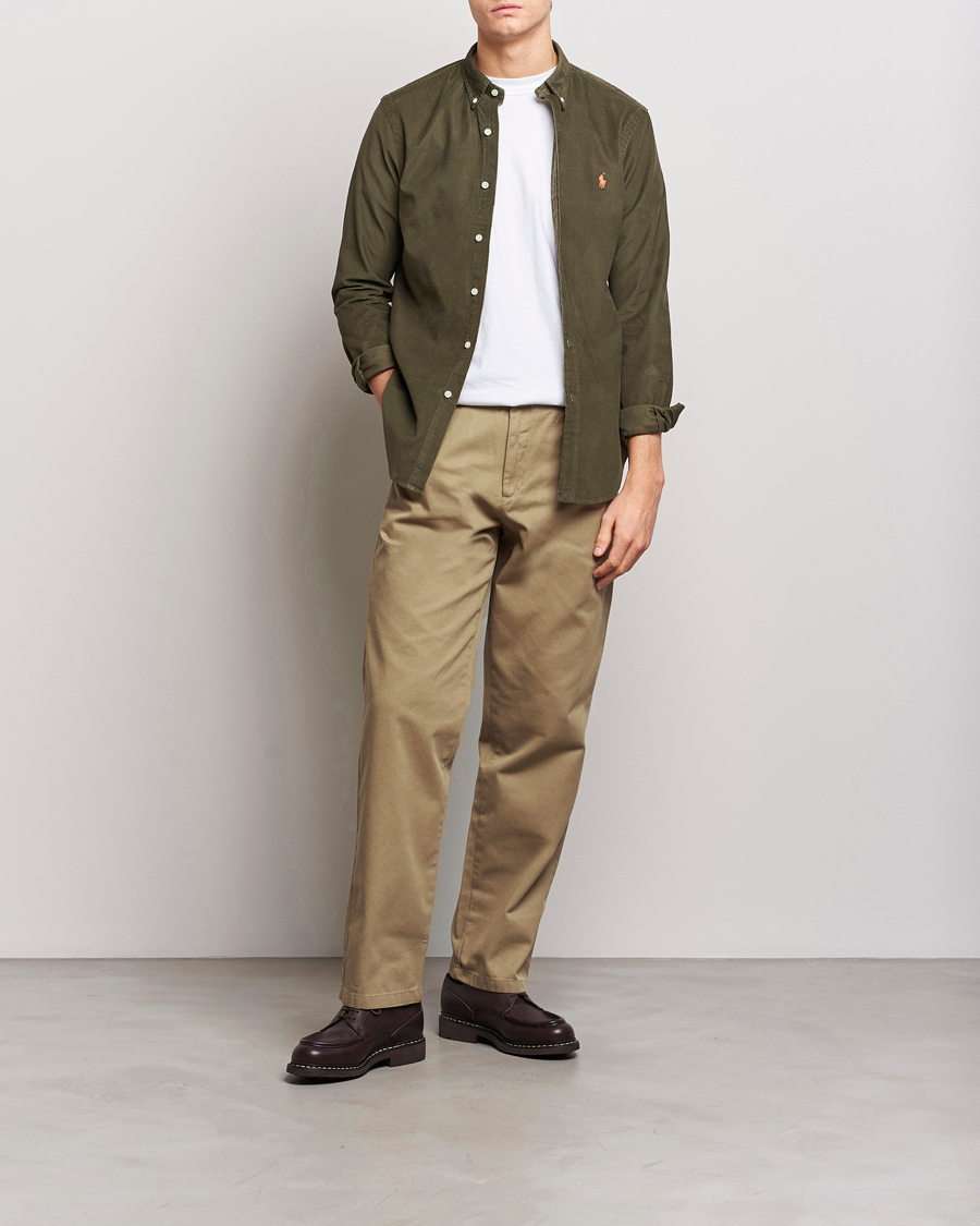 Herre | Skjorter | Polo Ralph Lauren | Slim Fit Corduroy Shirt Canopy Olive