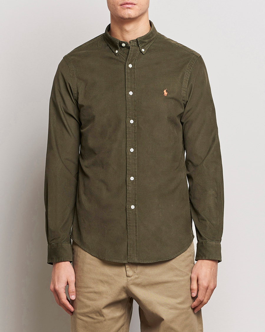 Herre | Fløjlsskjorter | Polo Ralph Lauren | Slim Fit Corduroy Shirt Defender Green