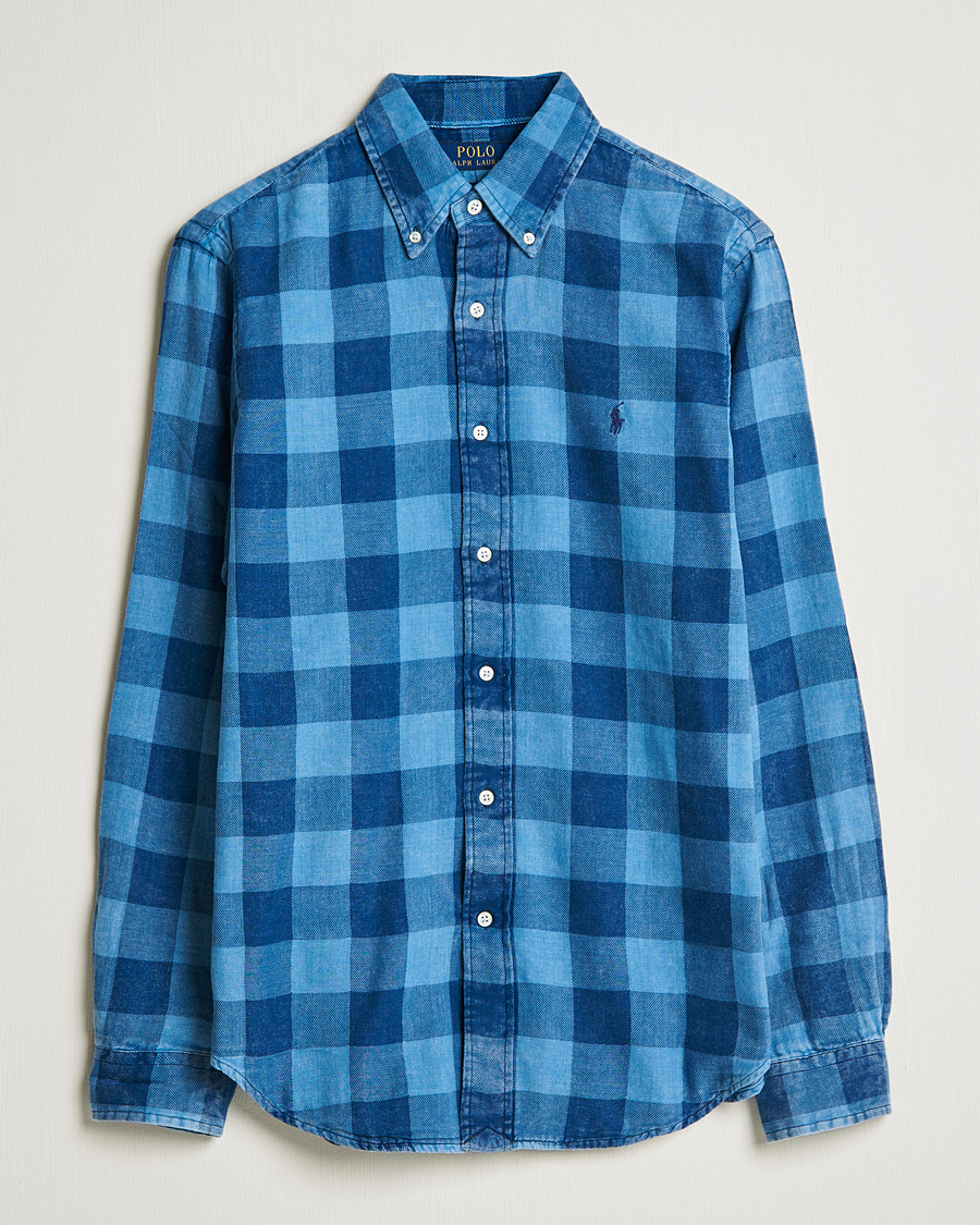 Herre | Skjorter | Polo Ralph Lauren | Custom Fit Double Faced Checked Shirt Blue/Black