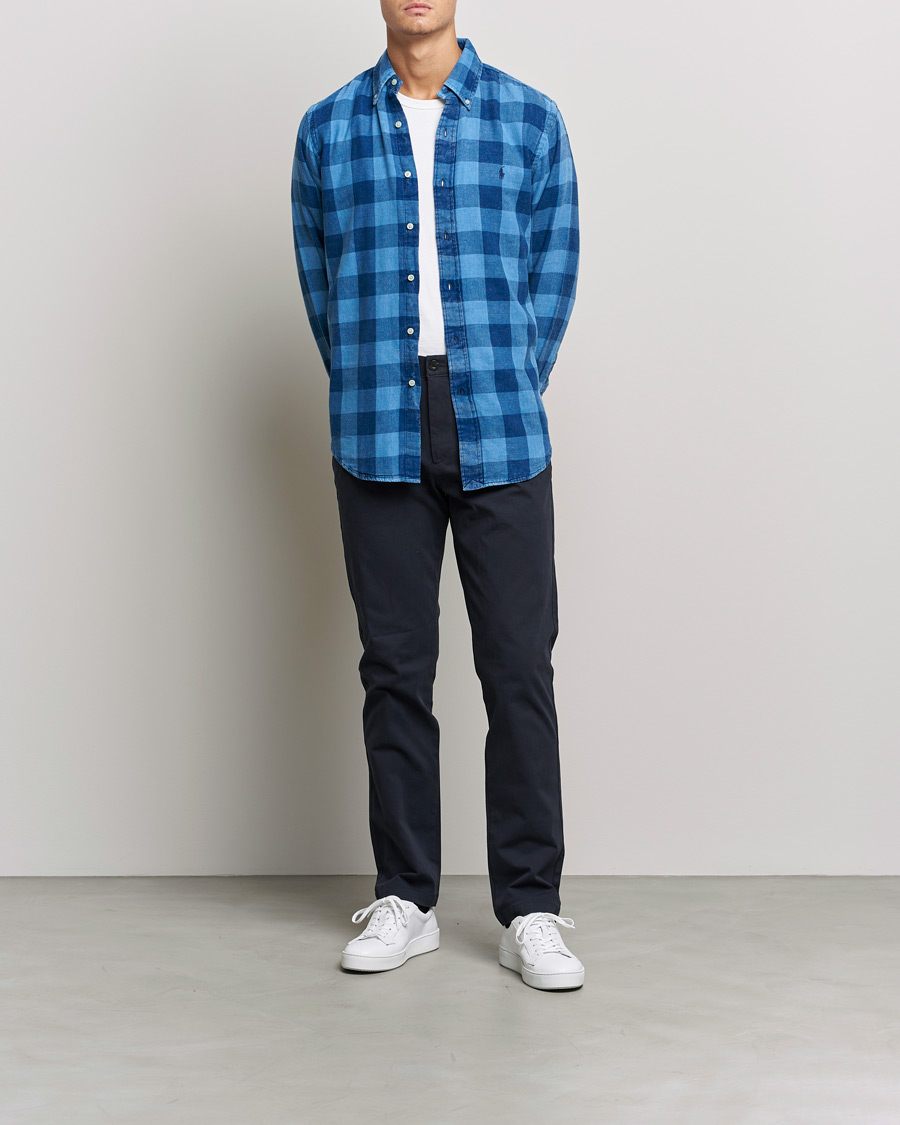 Herre | Skjorter | Polo Ralph Lauren | Custom Fit Double Faced Checked Shirt Blue/Black