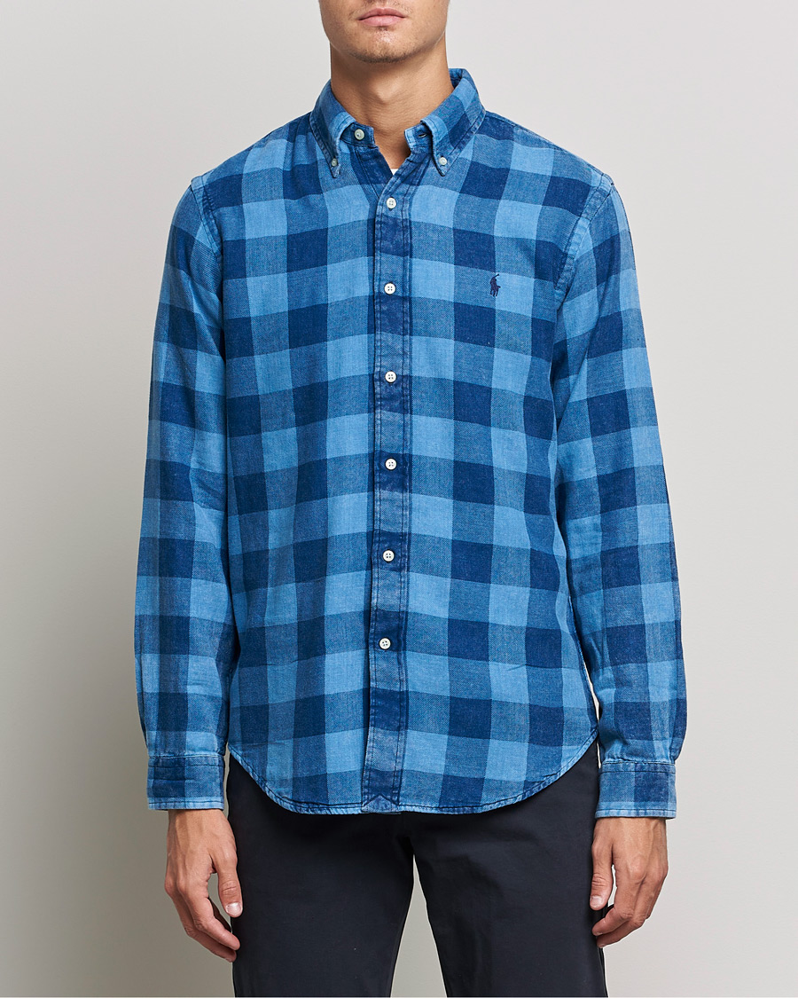 Herre | Skjorter | Polo Ralph Lauren | Custom Fit Double Faced Checked Shirt Blue/Black
