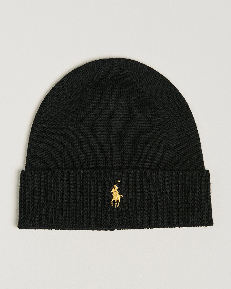 Herre | Huer | Polo Ralph Lauren | Merino Beanie Polo Black