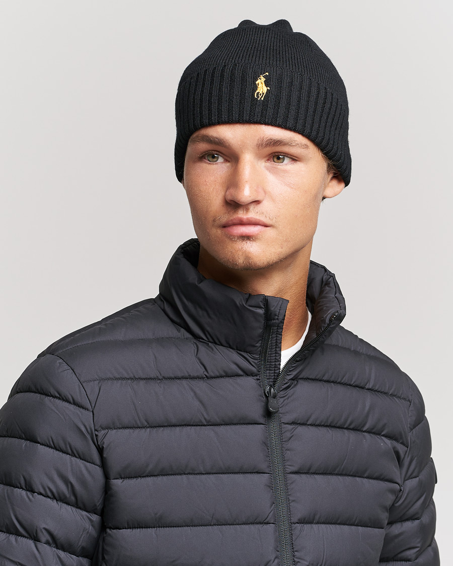 Herre | Huer | Polo Ralph Lauren | Merino Beanie Polo Black