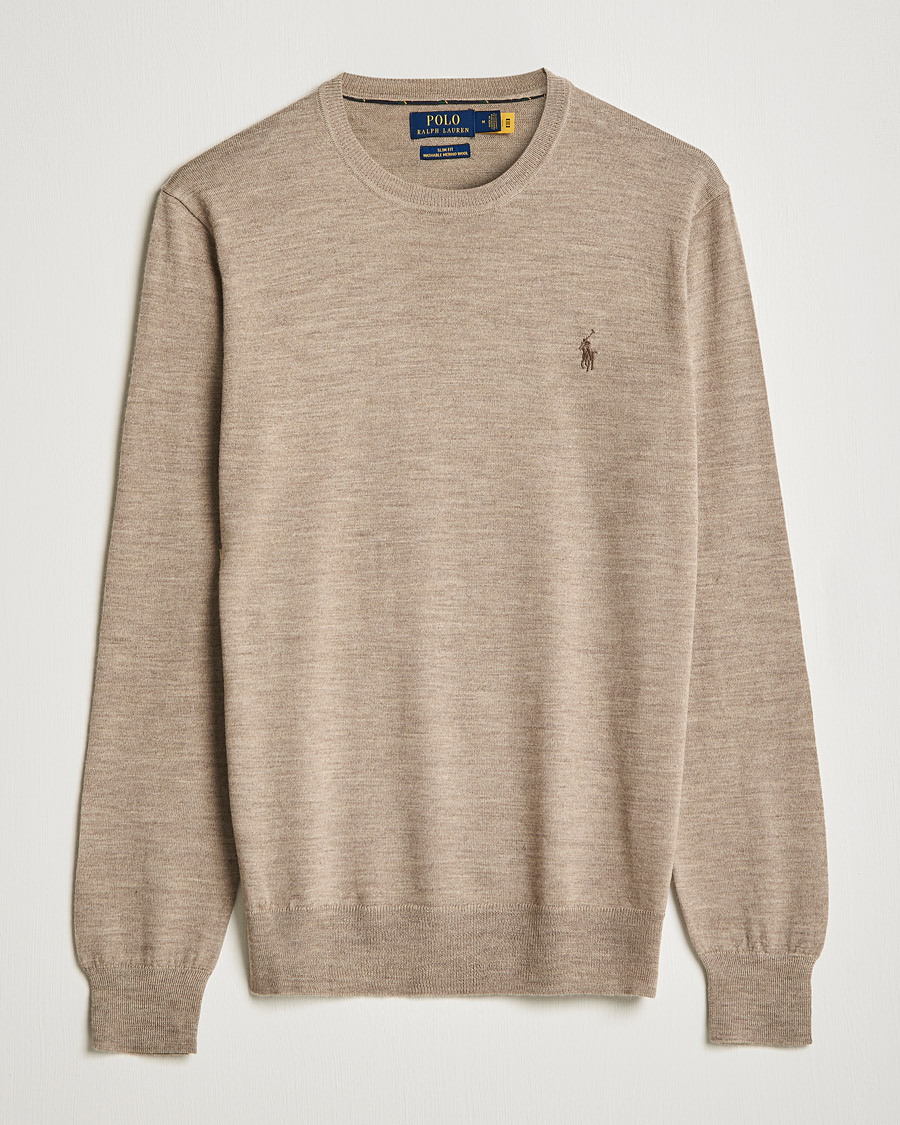 Herre | Trøjer | Polo Ralph Lauren | Merino Crew Neck Pullover Light Walnut Heather