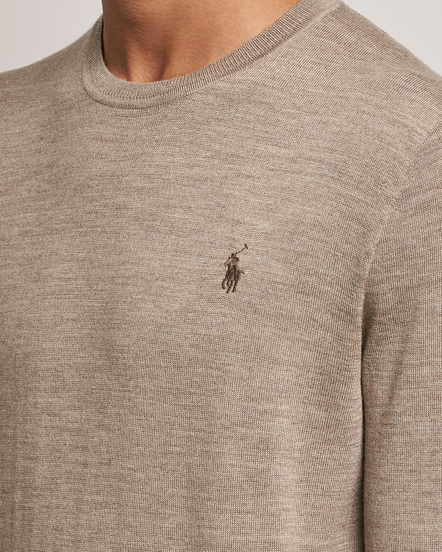 Herre | Trøjer | Polo Ralph Lauren | Merino Crew Neck Pullover Light Walnut Heather
