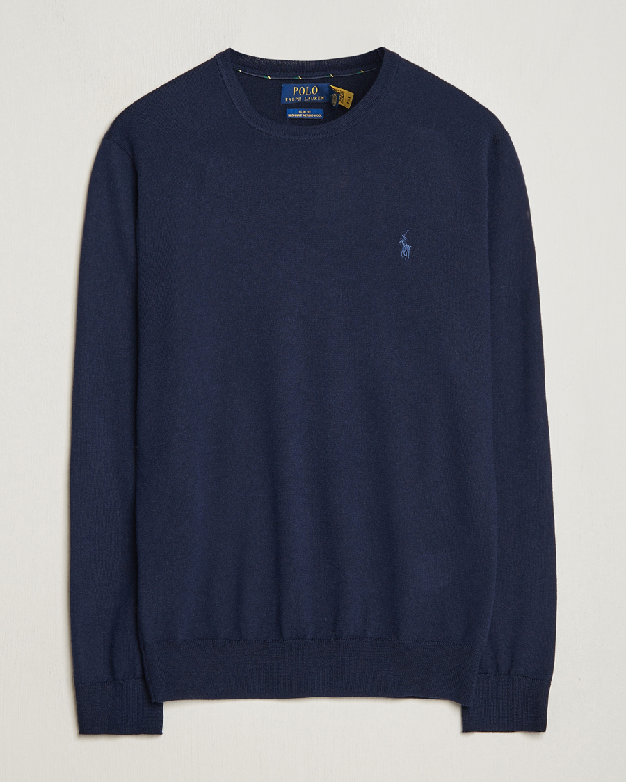 Herre | Trøjer | Polo Ralph Lauren | Merino Crew Neck Pullover Hunter Navy