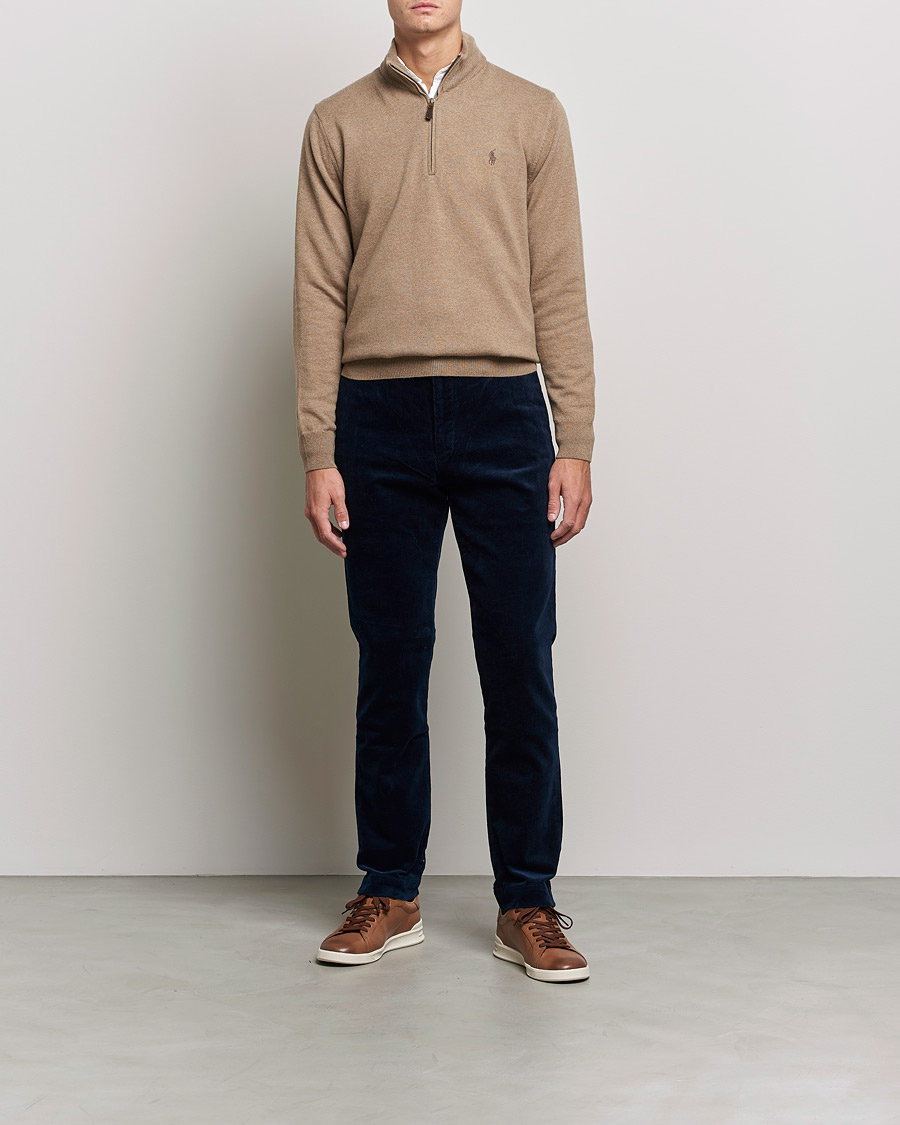 Herre | Trøjer | Polo Ralph Lauren | Merino Half Zip Sweater Honey Brown Heather