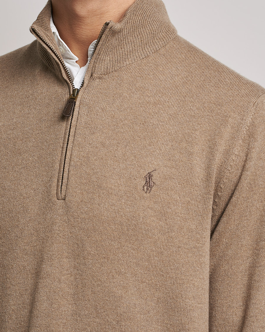 Herre | Trøjer | Polo Ralph Lauren | Merino Half Zip Sweater Honey Brown Heather