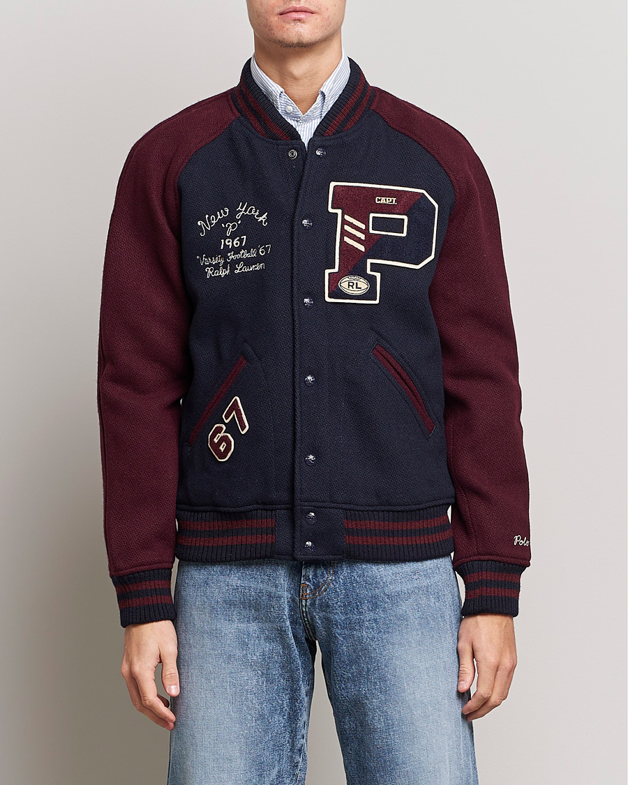 Herre | Jakker | Polo Ralph Lauren | Varsity Lined Bomber Jacket Hunter Navy/Rich Ruby