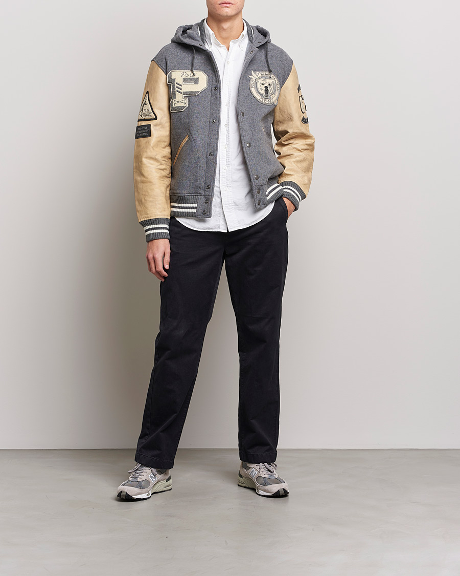 Afvige mest artilleri Polo Ralph Lauren Ski Varsity Lined Bomber Jacket Grey Heather - CareOfCarl