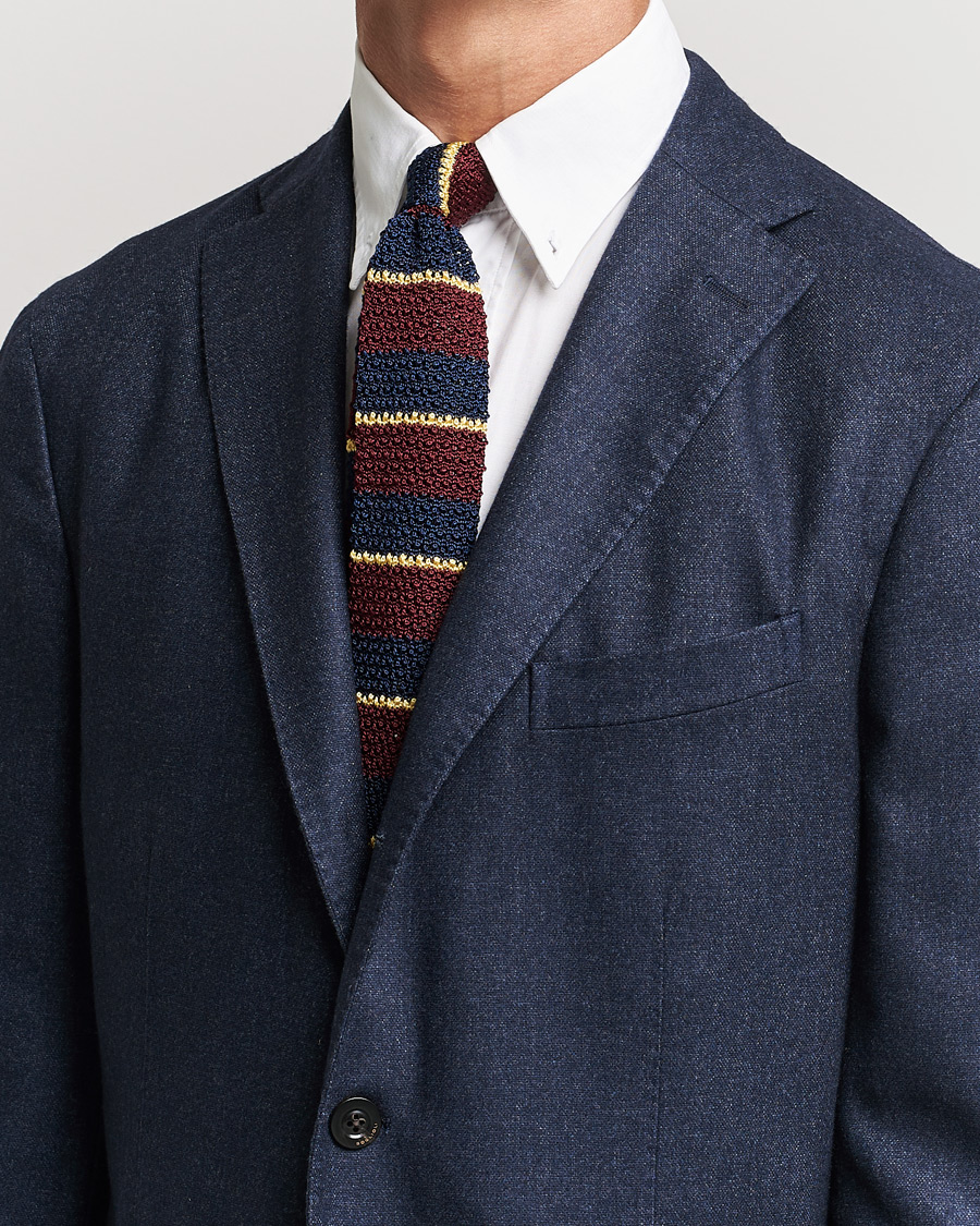 Herre | Slips | Polo Ralph Lauren | Knitted Striped Tie Wine/Navy/Gold