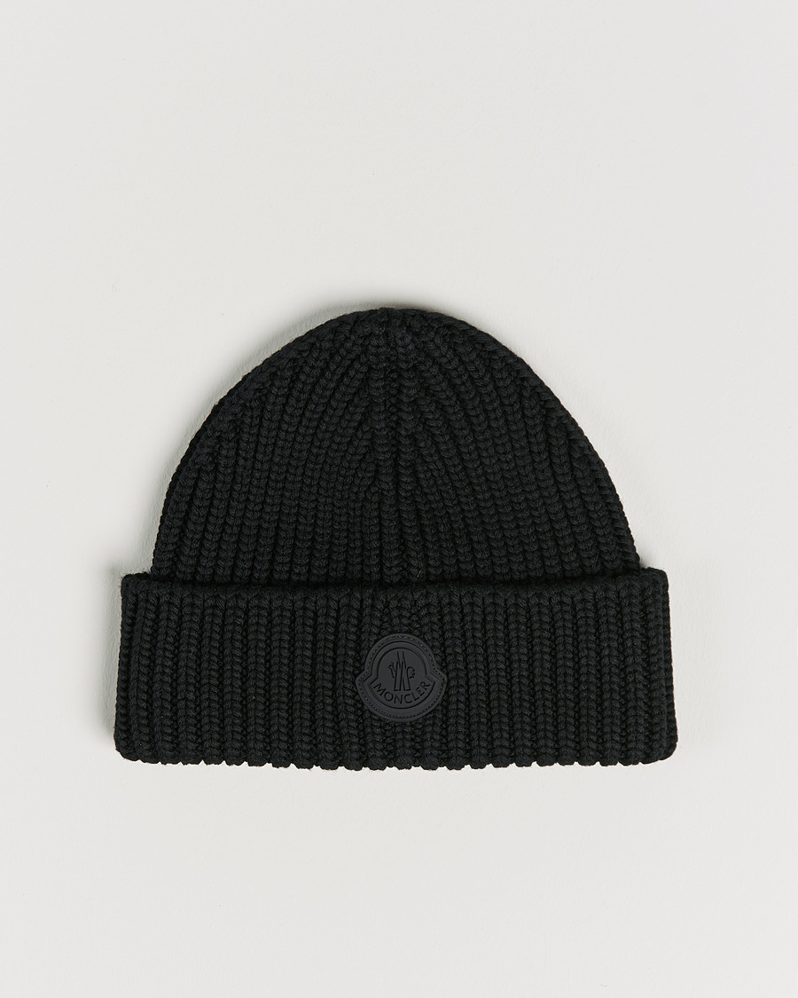 Herre | Moncler Tonal Logo Beanie Black | Moncler | Tonal Logo Beanie Black