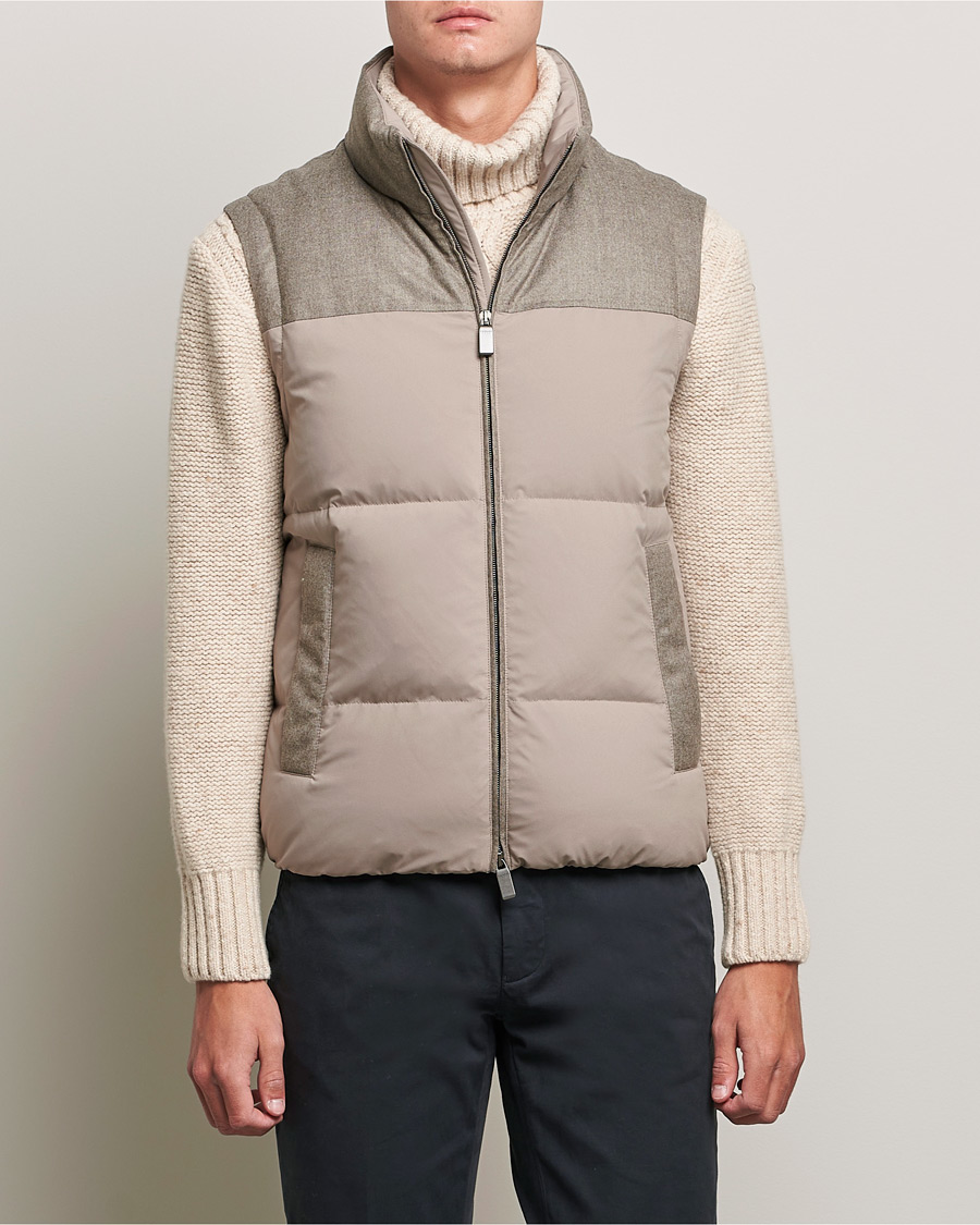 Herre | Jakker | Canali | High Performance Down Vest Beige