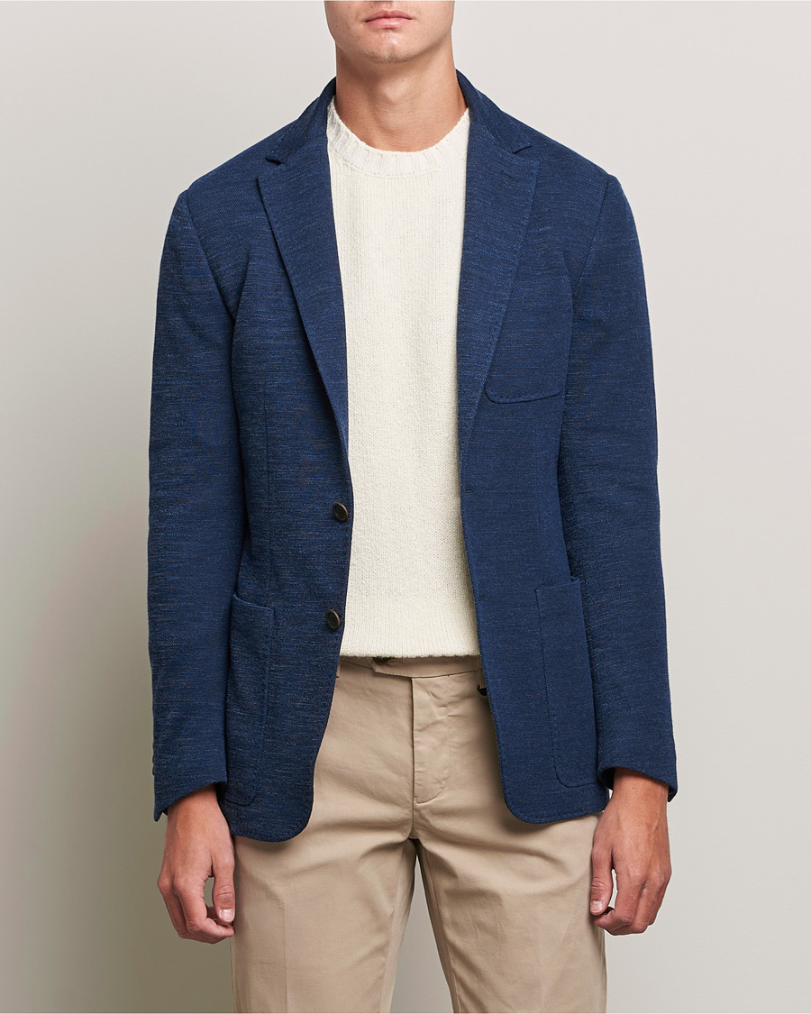 Herre | Blazere & jakker | Canali | Structured Wool Jersey Jacket Dark Blue