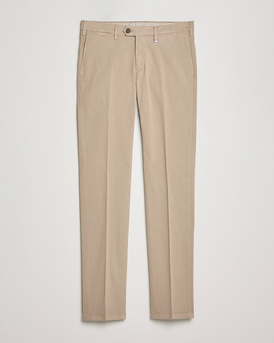 Herre | Bukser | Canali | Slim Fit Twill Cotton Chinos Beige