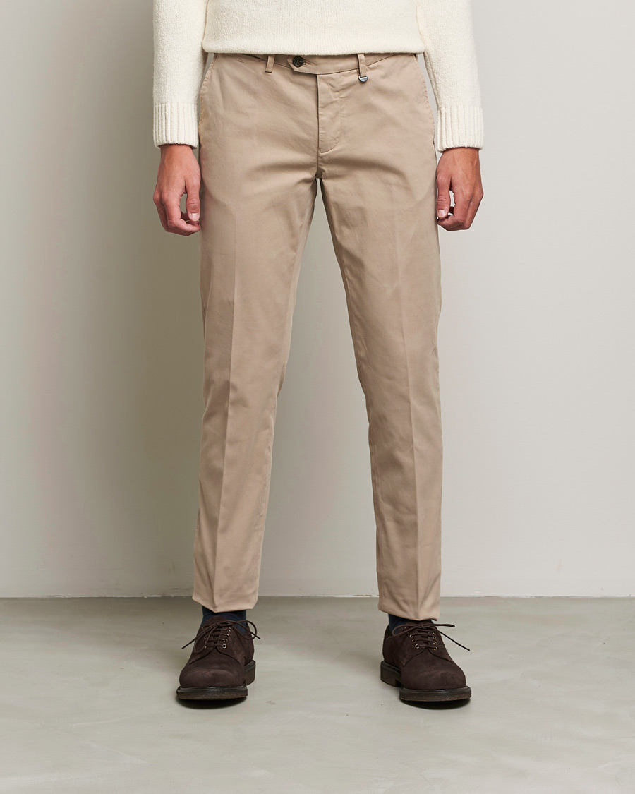 Herre | Bukser | Canali | Slim Fit Twill Cotton Chinos Beige
