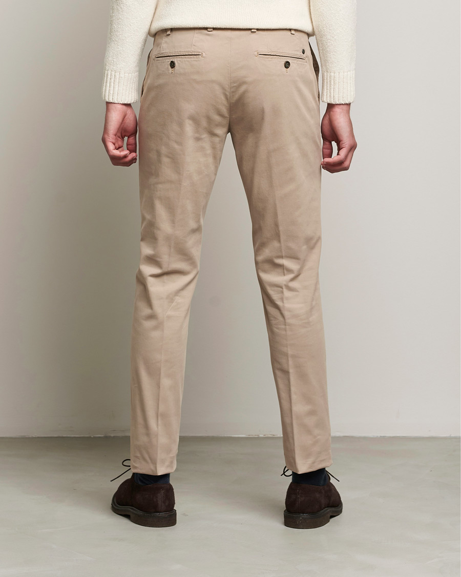 Herre | Bukser | Canali | Slim Fit Twill Cotton Chinos Beige