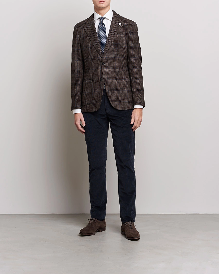 Herre | Bukser | Canali | Slim Fit Corduroy Trousers Navy