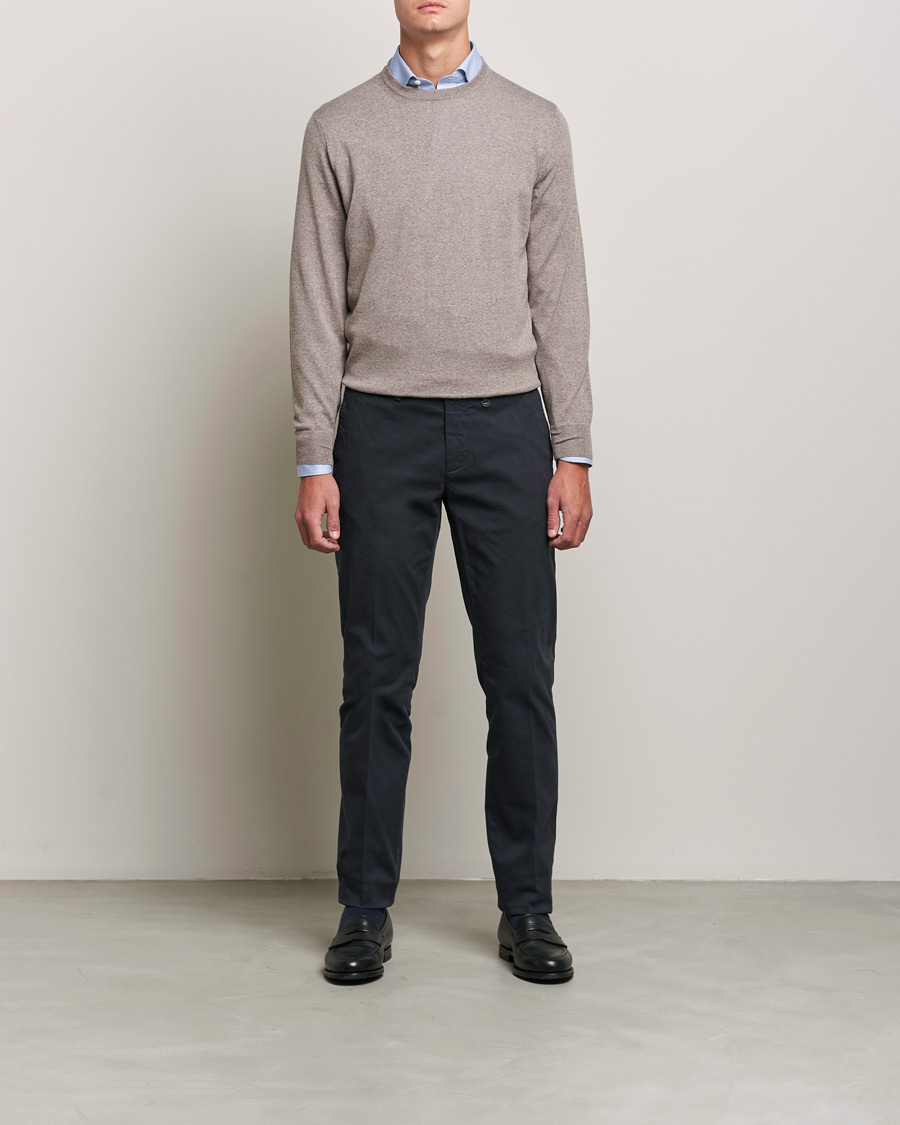 Herre | Trøjer | Canali | Merino Wool Crew Neck Taupe