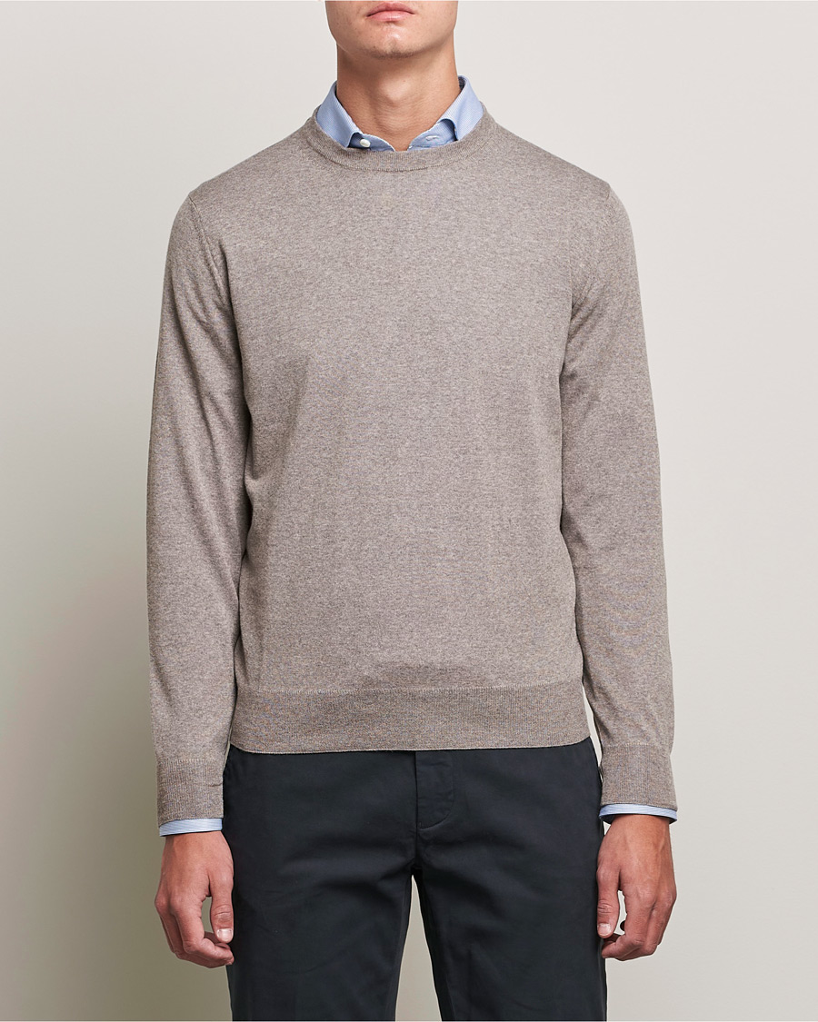 Herre | Trøjer | Canali | Merino Wool Crew Neck Taupe