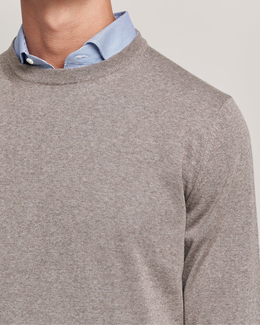 Herre | Trøjer | Canali | Merino Wool Crew Neck Taupe