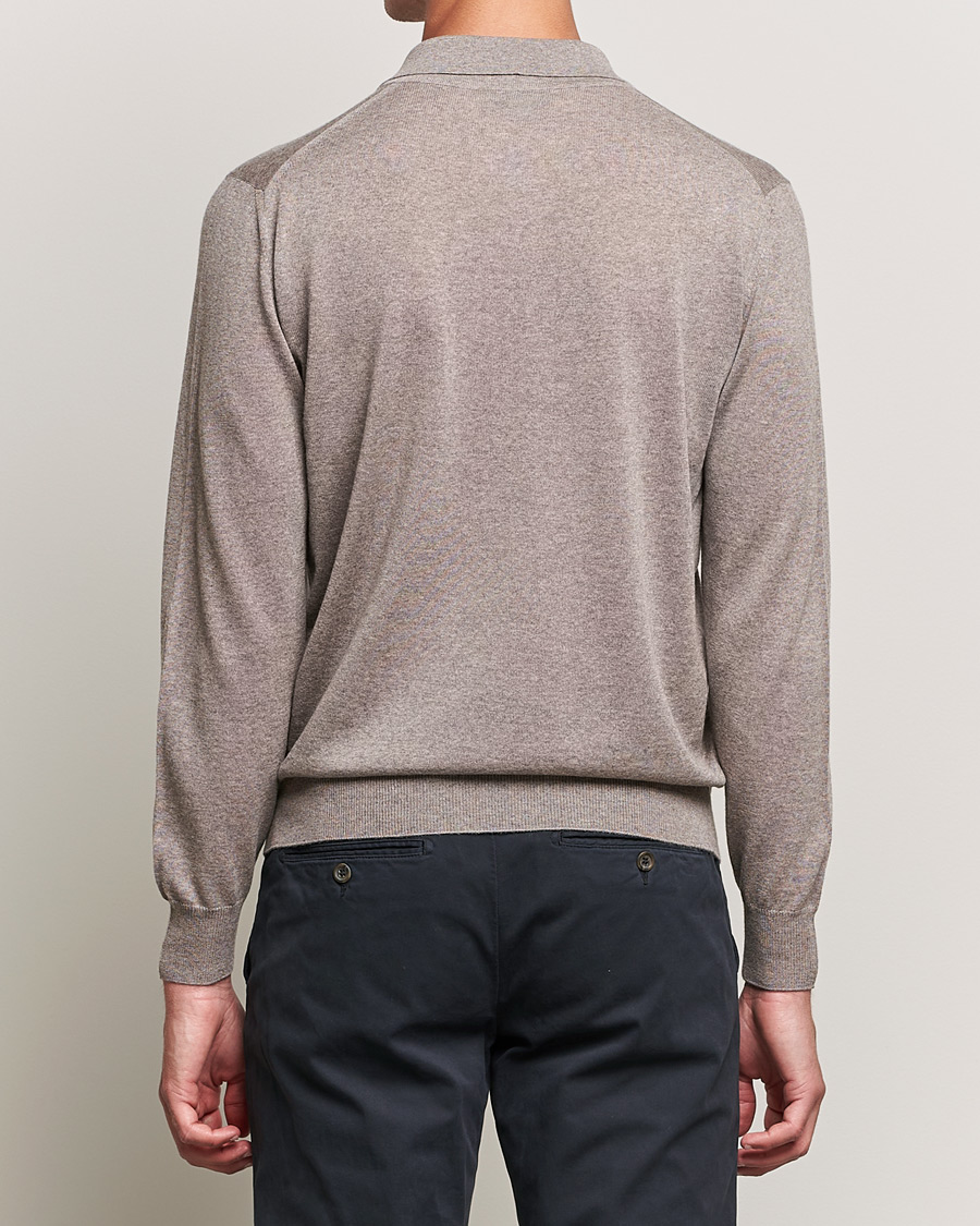 Herre | Trøjer | Canali | Merino Wool Knitted Polo Taupe