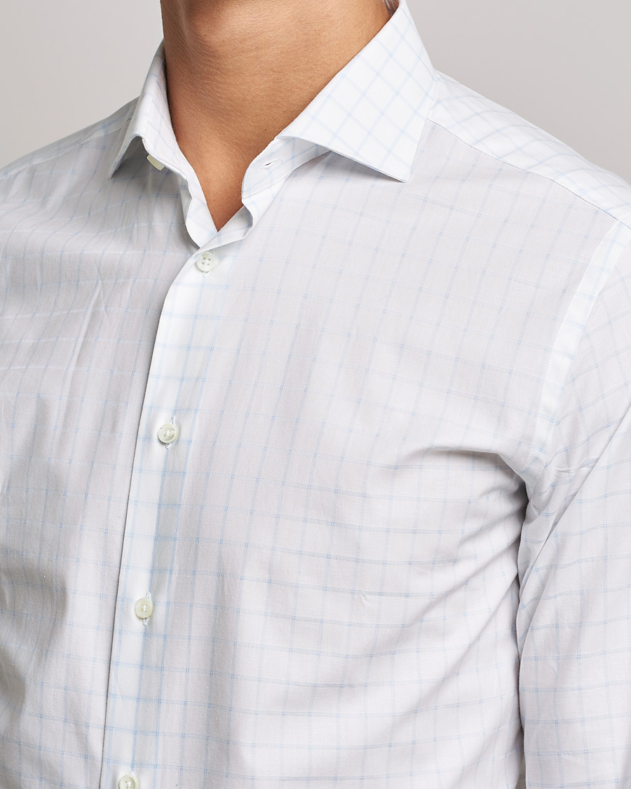 Herre | Skjorter | Canali | Slim Fit Cut Away Shirt Blue Check