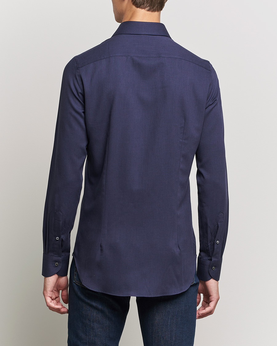 Herre | Skjorter | Canali | Slim Fit Flannel Shirt Navy