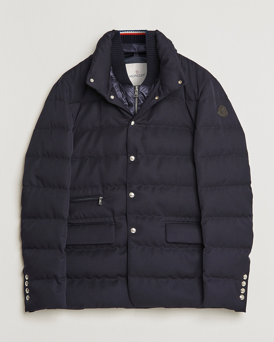 Herre | Jakker | Moncler | Bess Flannel Down Blazer Navy