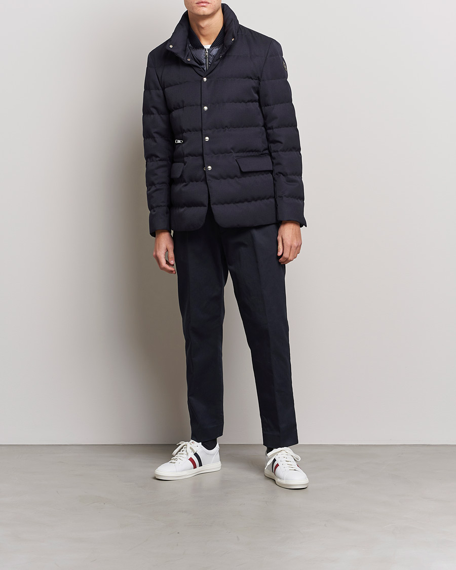 Herre | Jakker | Moncler | Bess Flannel Down Blazer Navy
